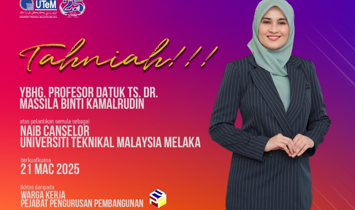 TAHNIAH KEPADA YBHG. DATUK PROFESOR TS. DR. MASSILA BINTI KAMALRUDIN